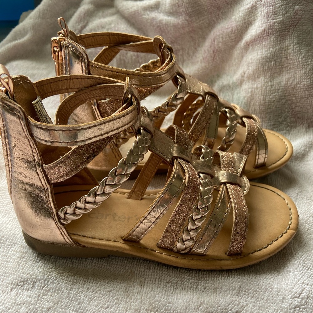 Toddler girl strappy gold sandals